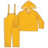 Custom Leathercraft mens Duty Clc 3 Piece Heavyweight Pvc Rain Suit Size X Large 872008, Yellow, X-Large US