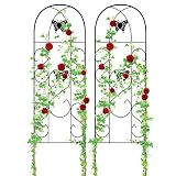 Amagabeli Garden Trellis for Climbing Plants 60" x 18" Rustproof Black Iron Butterfly Potted Vines Vegetables Flowers Patio Metal Lattices Grid Panels for Ivy Roses Cucumbers Clematis Supports 2 Pack