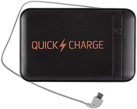 Quick Charge 8000mAh Ultra Compact Portable Powerbank External Battery Phone Charger with Built-in Micro USB Cable for iPhone, iPad, Samsung Galaxy, Tablets &amp; More