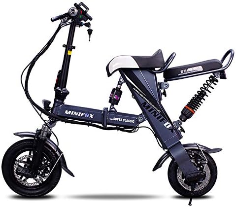 Xiaomu Lightweight and Aluminum Electric Folding Bike, 12-inch Wheels and Rear Seat, 250W Hub Motor,120kg Loading, for Adults,Gray,50kmmax