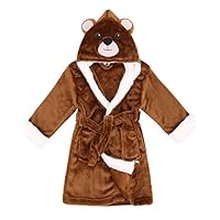 Arctic Paw Children Robe Zoo Crew Fuzzy Sherpa Lined Hooded Animal Bathrobe,S(1-3 Years), Bear Brow Robe