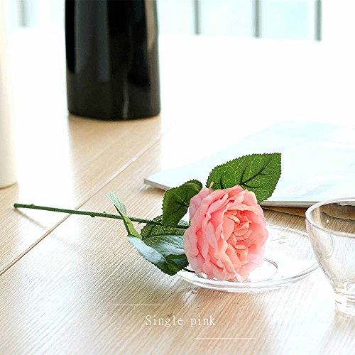 image for Gemdragon Artificial Flowers,Fake Flowers Silk 6 Heads Plastic Roses W