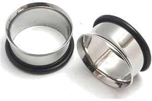 Zaya Body Jewelry Pair Single Flare Stainless Steel Tunnels Gauges Ear Stretching Kit 00g 7/16 1/2 9/16 5/8 3/4 7/8 1 Inch