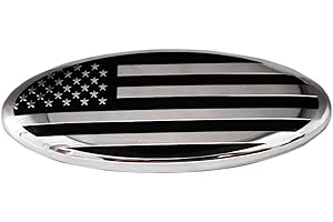 FQMY 7 Inch Front Grille Rear Tailgate American Flag Emblem Compatible with Ford 1999-2004 F-150 F-250 F-350 (Silver)
