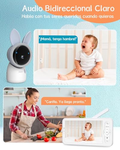 ARENTI Monitor Bebé con Dos Camaras Camara para Bebe 4MP 5" HD 2.4G&5G WiFi Monitor de Video con Visión Nocturna por Infrarrojos, Luz Nocturna, Audio Bidireccional, Detección de Llanto y Movimiento