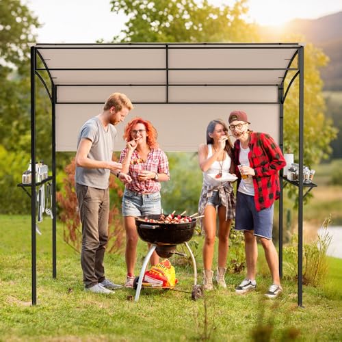 Tangkula 7.8 ft Grill Gazebo with Shelves, Hooks & Fire-Retardant Canopy image 20