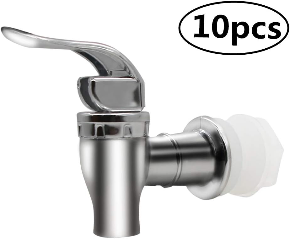 MUGLIO Silver Replacement Spigot for Beverage Dispenser Carafe Push Style Lever Pour Spout(10 Pack)