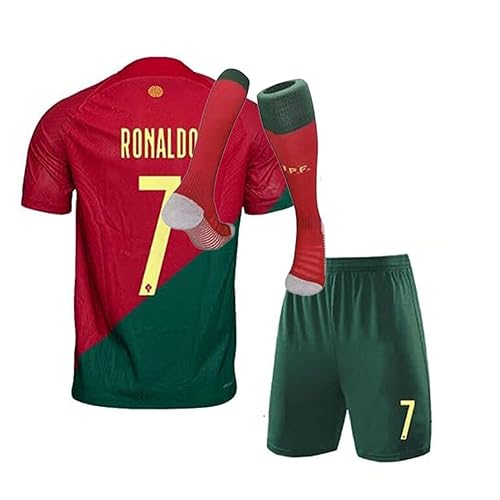 Football Jersey,Jersey Kids,Sports Fans Outdoor T-Shirt Boys Kids Youth  Jersey Shirt Gift Kit Set (as1, Age, 7_Years, 8_Years, T-Red) in Kuwait 