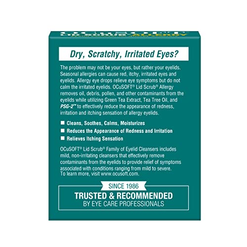 OCuSOFT Lid Scrub Allergy Eyelid Cleanser Individually Wrapped Pre
