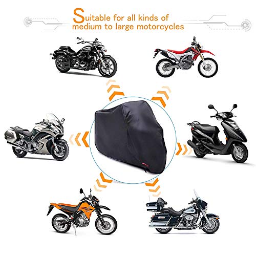 Motorcycle Cover,WDLHQC 210D Waterproof Motorcycle Cover All Weather Outdoor Protection,Oxford Durable & Tear Proof,Precision Fit for 105 inch Motors