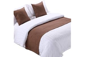 TOPLACKER Hotel Bed Runner Scarf and 2 Pillowcase Count Solid Color Soft Bedspreads Coverlets Home Decoration for Bed Cover with Matching Pillows for Twin Queen King Size Bed Queen ( Color : Coffee , Size : Kin