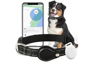 VEBISO Dogs Collar with GPS Tracker, IP67 Waterproof Reflective Pet Tracking Collar, Work with Apple Find My(IOS Only), No Monthly Fee, GPS Tracker for Small Medium Large Dogs