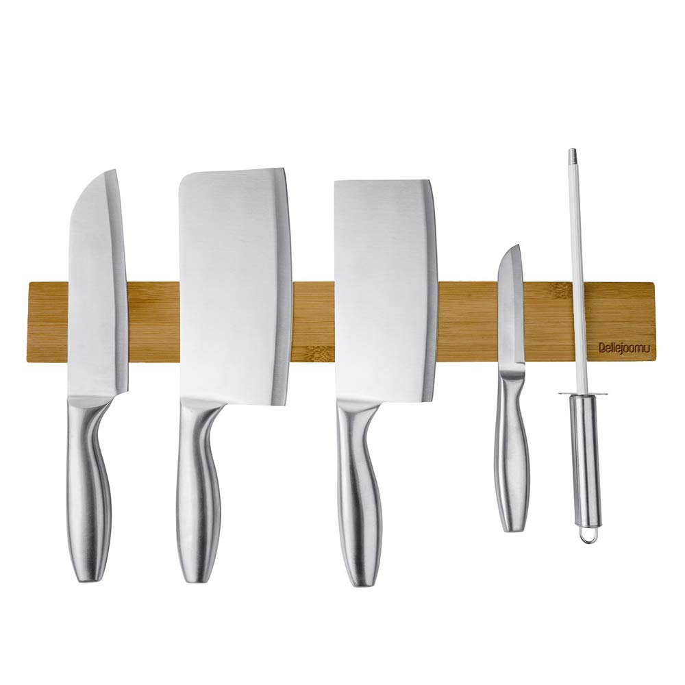 Magnetic Knife Holder, Bellejoomu Global Strong Magnetic Wooden Knife Holder - 40cm- Ideal for Kitchen Knives, Utensils, Tools, Secure & Easy Storage Kitchen Knife Holder(16 Inch)