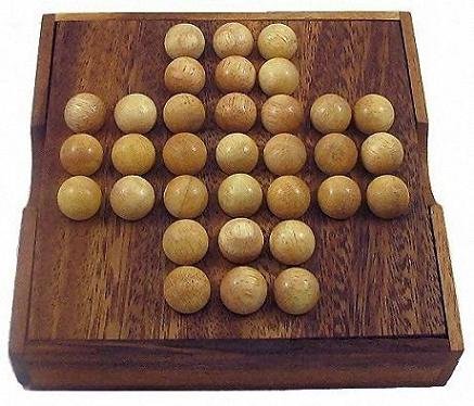 Solitaire Marble Wooden Brain Teaser Game