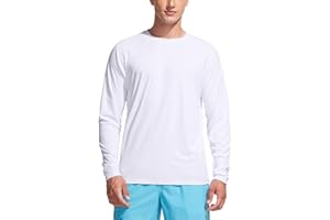 TSLA Men's Rashguard Swim Shirts, UPF 50+ Loose-Fit Long Sleeve Shirts, Cool Running Workout SPF/UV Sun Shirts