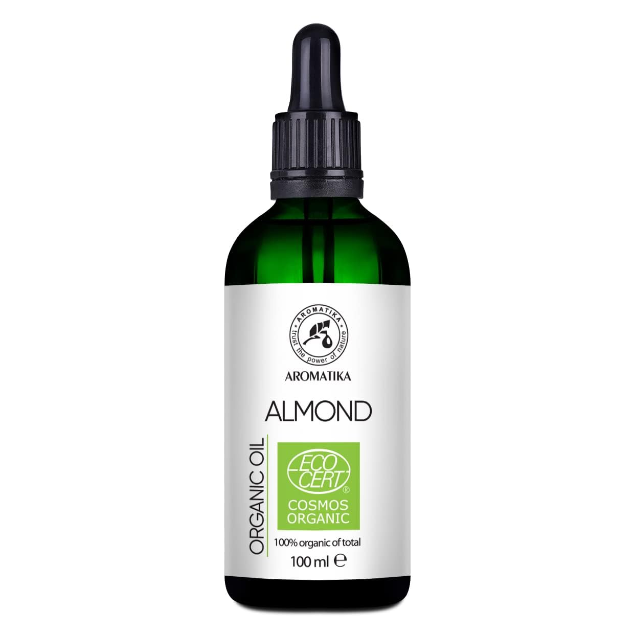 Almond Oil Organic 100ml - Prunus Dulcis - Almond Oil - Cold Pressed - 100% Natural in Light Protection Glass Bottle - Hair Care - Organic Oil for Skin Care