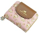 ETIAL Women's Vintage Floral Zip Mini Wallet Short Design Coin Purse Pink