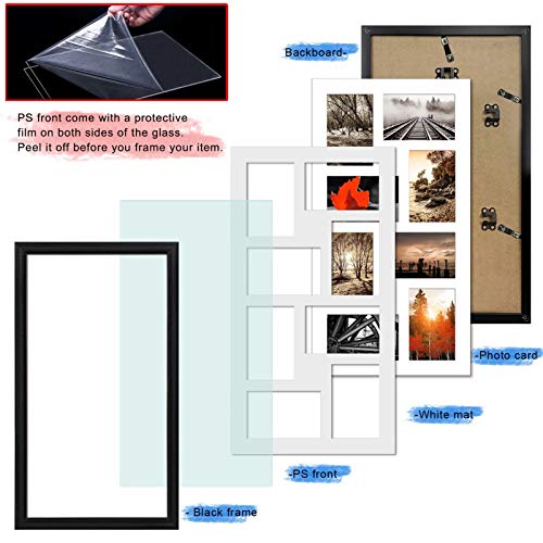 QUTREY 4x6 Black Collage Picture Frames Set of 2, 8 Openings Matted