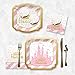Big Dot of Happiness Little Princess Crown with Gold Foil - Pink and Gold Princess Baby Shower or Birthday Party Tableware Plates and Napkins - Bundle for 16