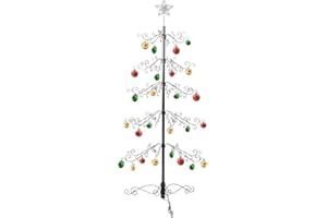 HOHIYA 6.5 Ft Wrought Iron Christmas Tree Ornament Display Stand Metal Holder Hanger Wire Hanging for Halloween Glass Balls Decorations Gift 174 Hooks Black Taiwan Made