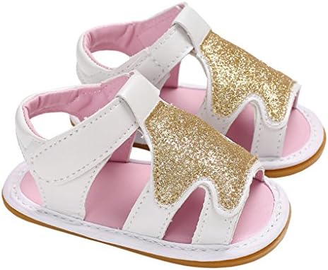 Baby Boys Open Toe Shiny Flat Sandals Summer Anti-Slip Beach Shoes Crib Shoes Golden Size M