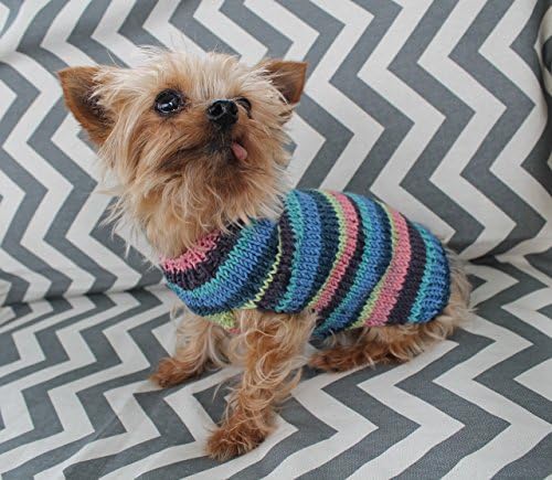 Super Soft 100% Fine Merino Wool Dog Puppy Sweater Stripes XXS/XS 2.5 to 4 Lbs Chihuahua Yorkie Pomeranian Maltese Toy Teacup Breed