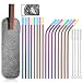 Teivio Set of 16 Stainless Steel Straws with Carry Bag, Drinking Metal Reusable Straws with Cleaning Brush and Silicone Tips and case for 30 Oz - Multicolor