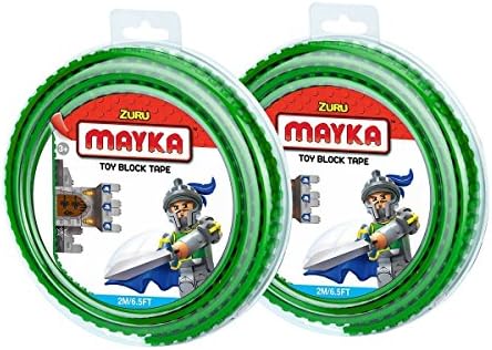 Mayka Toy Block Tape - 2 Stud - Dark Green - 6 Feet - 2 Pack (Compatible with Lego)