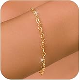 VANIPUFF Valentines Day Gifts for Her,Love Heart Bracelet for Women, 925 Sterling Silver Hearts Link Chain Infinity Love Promise Bracelets for Mother Daughter Dainty 14k Gold Plated Bracelet Jewelry Gifts for Her Wedding