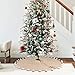 AerWo 48 Inch Natural Burlap Christmas Tree Skirts, 3D Pompom Tree Skirt for Xmas Holiday Party Decorations Indoor Outdoor