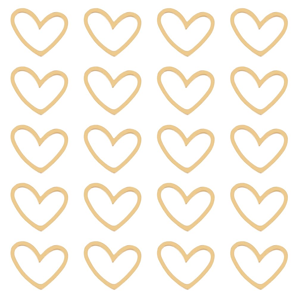 DICOSMETIC 20Pcs Heart Connector Rings 18K Gold Plated Linking Rings Stainless Steel Asymmetrical Heart Connector Charms Metal Jewelry Connector Links for DIY Bracelet Necklace Anklet Crafts