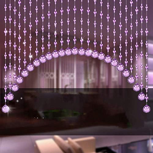 QingJu Crystal Bead Curtain Door Curtain Partition Curtain Living Room Aisle Bedroom Bathroom Hanging Curtain Free Punch 25 strands-(35-65cm)