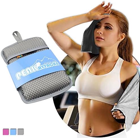 Outdoor Fast Drying Microfiber sports Towel Easy to Carry and Ultra Light for Camping, Travel, Running, Yoga, Fitness, Golf 1 Pack/Gray