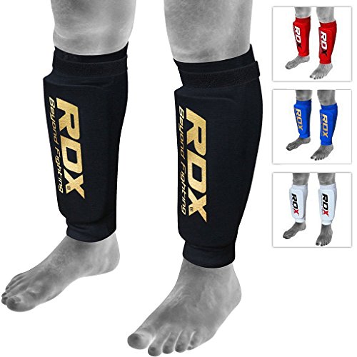 thumbnail image 2 of RDX Shin Guards For MMA, Muay Thai & Kickboxing – Maya Hide Leather, KARA Series Foam Protection, Hook & Loop Straps, Sparring & Training Pads 2 of 14