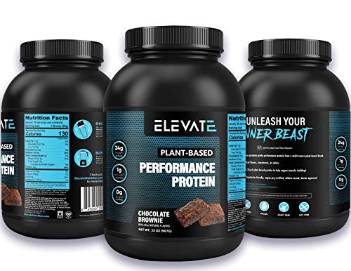 Elevate Nutrition Plant Based Vegan Performance Protein, 26 Servings, Low Carb, NO Sugar, High Protein, High BCAAs, High Glutamine, GMO-Free, Dairy and Soy Free, NO Artificial (Chocolate Brownie)
