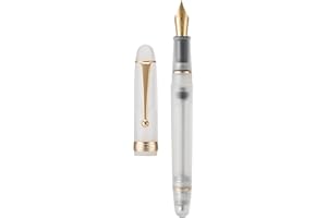 Asvine V126 Vacuum Filling Fountain Pen Medium Nib, Frosted Transparent Clear Acrylic, Large-Capacity with Gift Case