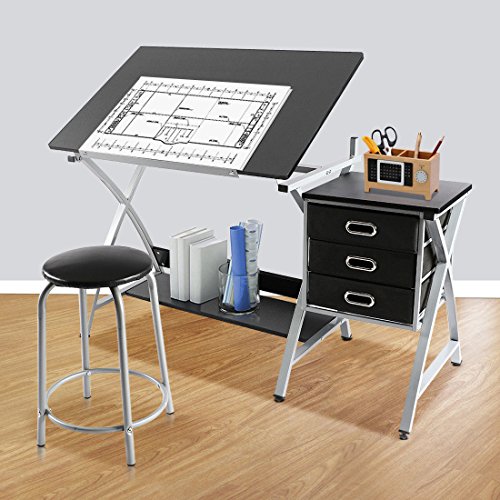 image for Eosphorus Adjustable Drafting Table Drawing Station Desk Board Storage