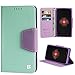 Beyond Cell PU Leather Folio Flip Cover Wallet Phone Case with Stand for Motorola Droid Maxx 1080M - Mint/Purple