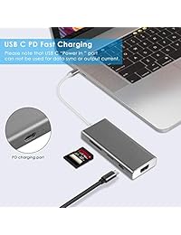 Base USB C, Leyeet Usb C Hub Aluminio 7 en 1 Adaptador multipuerto Usb C 4K Salida HDMI, USB C 100W Suministro de energía, 3 puertos USB 3.0, Lector de tarjetas SD   Micro para dispositivos USB C