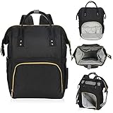 Hynes Eagle Water Resistant Diaper Backpack Multipurpose Baby Travel Bag for Dad or Mom Black U