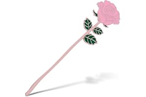 Bewudy Red Rose Bookmark Gift, Metal Book Page Holder for Reading Lovers, Teacher Appreciation Gifts Valentine Mother's Day Christmas Birthday Gift for Women Book Lovers (Pink Rose)