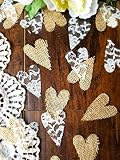 Burlap and Lace Heart Confetti, Rustic Wedding Decorations, Country Bridal Shower Decorations, Rustic Baby Shower Decorations