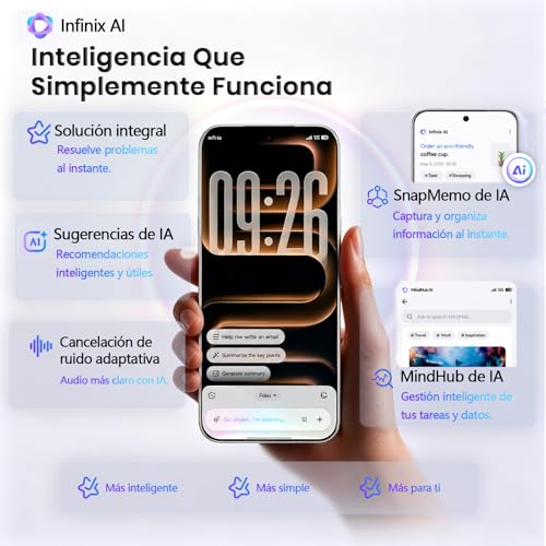 Infinix Celular Note 60 RAM 16GB: 8GB+8GB Extendible ROM 256GB, 6.78'' AMOLED 1.5K 144Hz, 6150mAh Inalámbrica 30W Carga Rápida 45W Smartphone 5G AI Dual SIM Cámara 50MP+13MP Live Photo Midnight Black