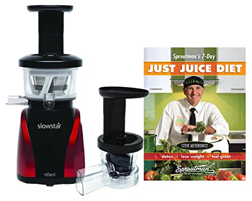Click Here to See More Images Tribest Slowstar Vertical Slow Juicer & Mincer SW-2000, Cold Press Masticating Juice Extractor + FREE 7 Day Just Juice Diet Book (with recipes) by Steve Meyerowitz, Sproutman