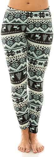 Women's Comfy Geo Tribal Winter Season Printed Lined Fleece Leggings Plus Size One Size X056