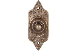 STALLION HARDWARE Wired Doorbell Chime Push Button Vintage Decorative Push Doorbell with Easy Installation (1, Antique Brass)