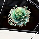 Green Rose Floral PVC Vinyl Car Decals Stickers Waterproof Self-Adhesive Decals for Cars, Laptops, Trucks, Motorcycles Wall Window Luggage Scratch Cover Door Decor Sticker