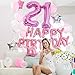 21st Birthday Decorations - 21st Birthday Party Supplies, 21st Birthday Sash, Happy Birthday Banner, Pink Conffeti Balloons, Finally 21, Gifts for her.