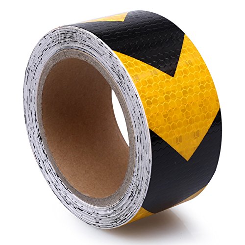 2" X 30 Feet Reflective Hazard Warning Tape Waterproof Yellow/Black High Intensity Reflector