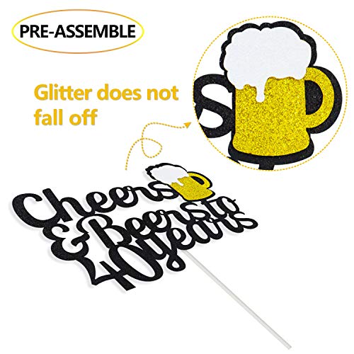 40-Years-Anniversary-Decorations-Cheers-Beers-to-40-Years-Banner-with-40th-Years-Old-Cake-Topper-Black-Glittery-Circle-Dots-Garland-for-40th-Birthday-Wedding-Party-Supplies-Decorations-PRESTRUNG